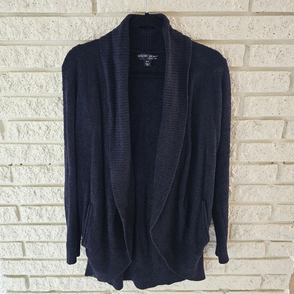 Barefoot Dreams CozyChic Lite Circle Cardi XS/S in Black - Picture 3 of 4